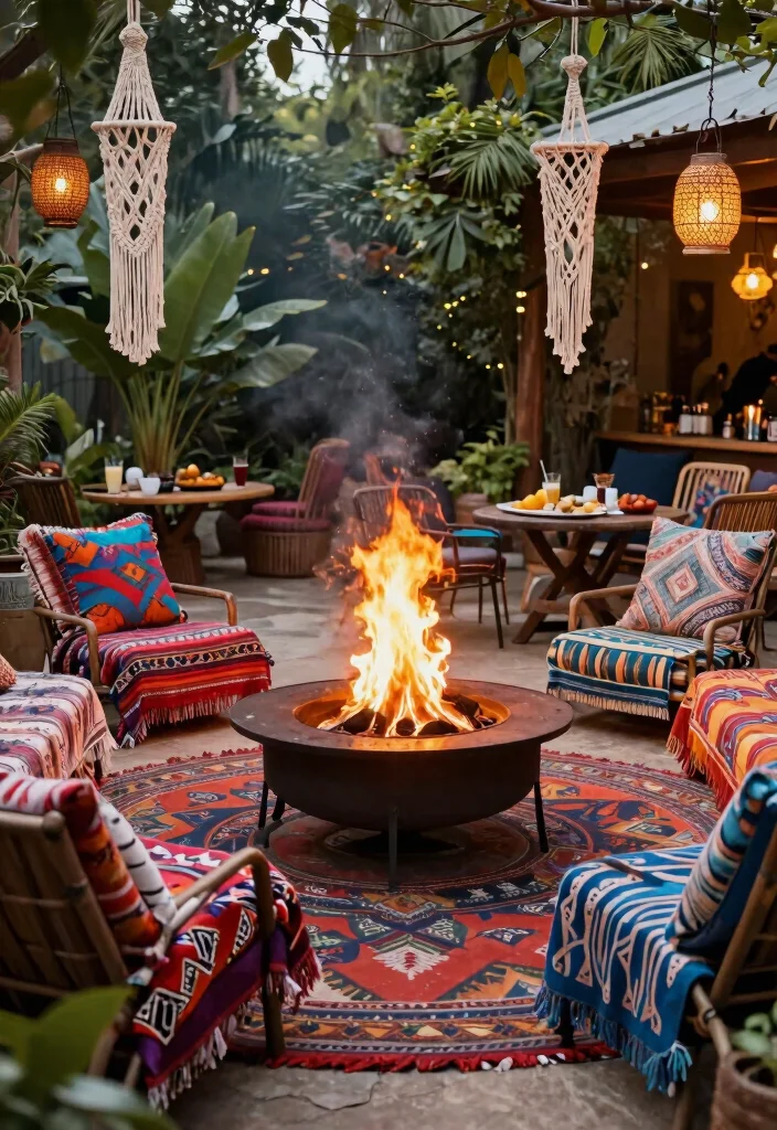 12 Propane Fire Pit Ideas That Light Instantly Without Smoke - 5. Boho Chic Vibes 1