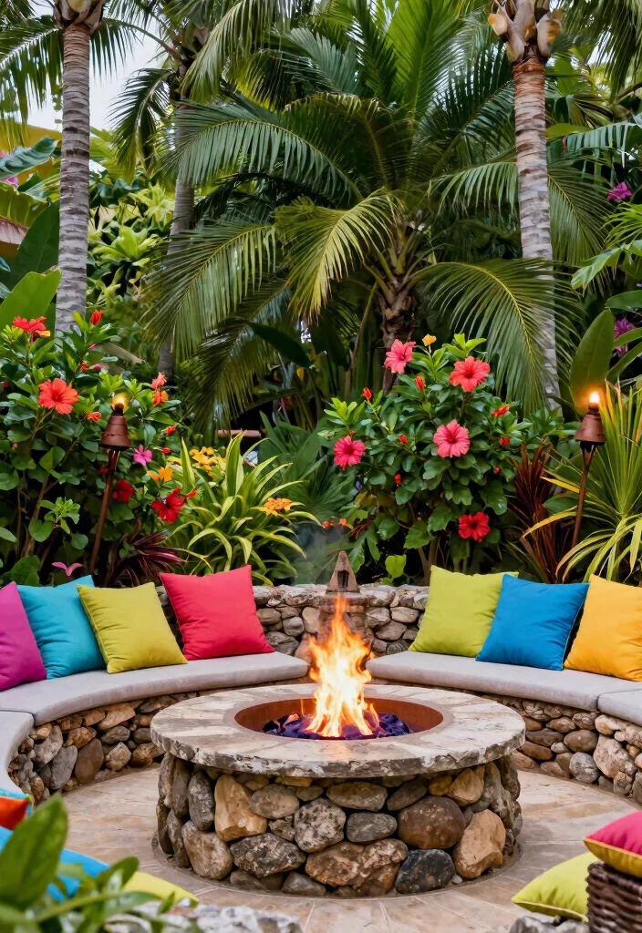 12 Propane Fire Pit Ideas That Light Instantly Without Smoke - 7. Tropical Paradise 1