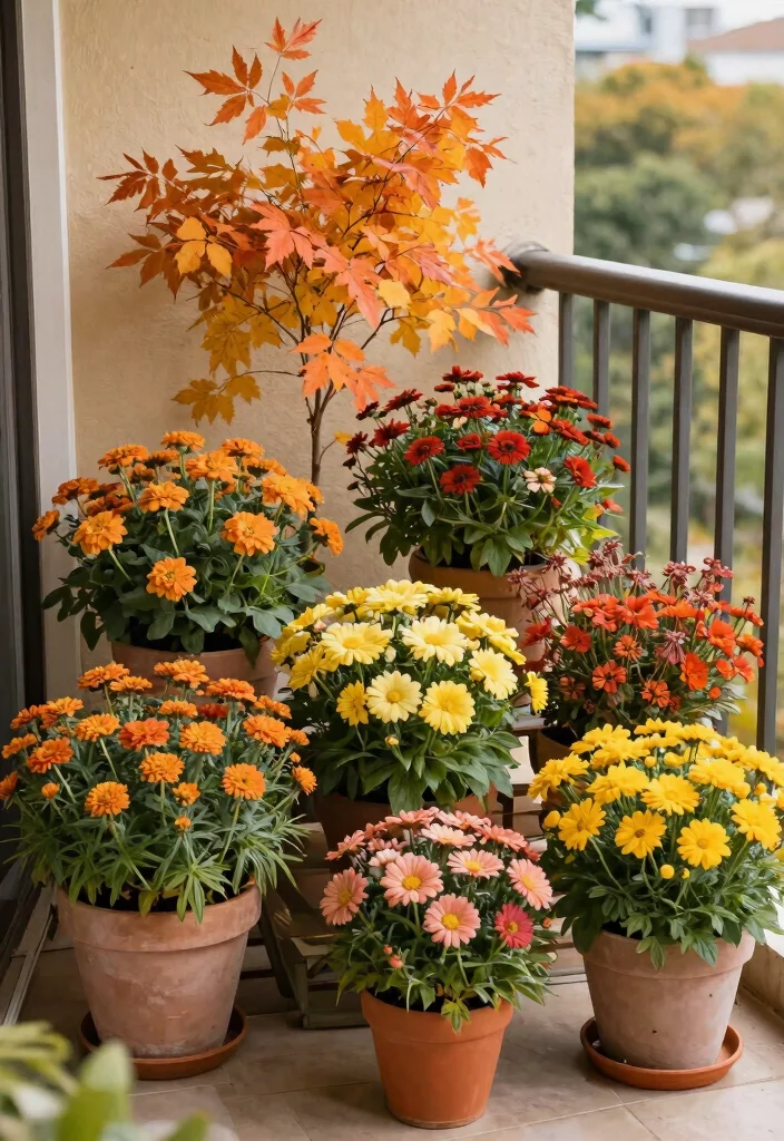 14 Balcony Garden Ideas Apartment Renters Can Install Without Drilling - 12. Seasonal Arrangements 1