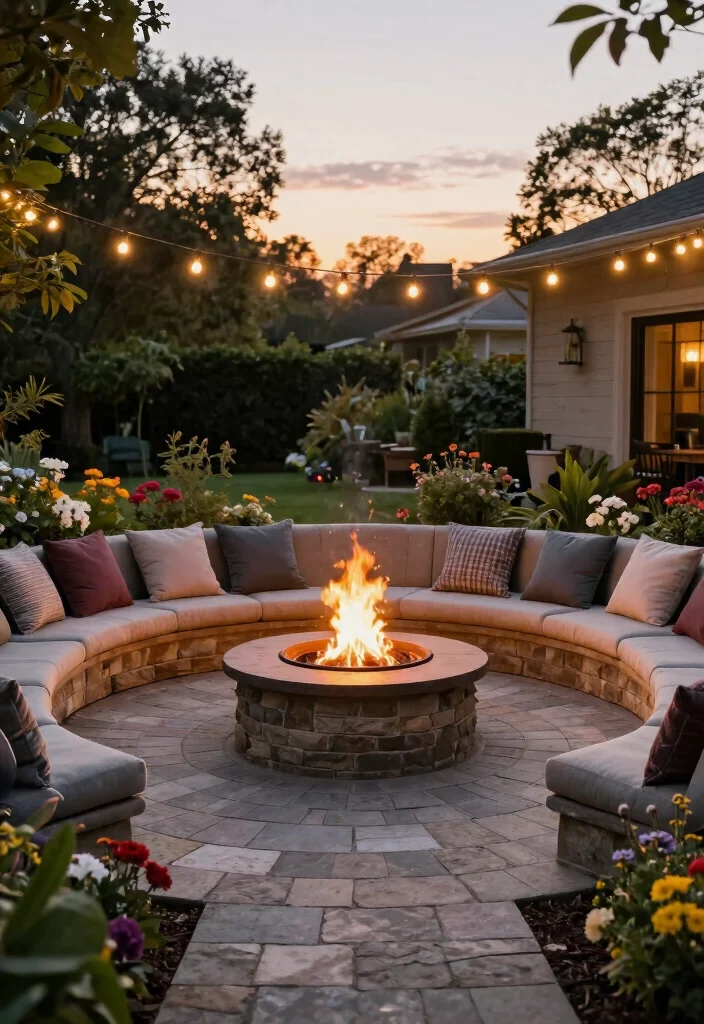 14 Flagstone Fire Pit Ideas That Drain Water and Stay Dry - 3. Circular Flagstone Patio with Integrated Fire Pit 1