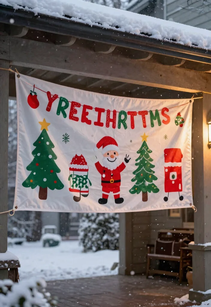 14 Front Porch Christmas Decor Ideas That Don't Blow Away in Wind - 12. Heavy-duty Banners and Signs 1