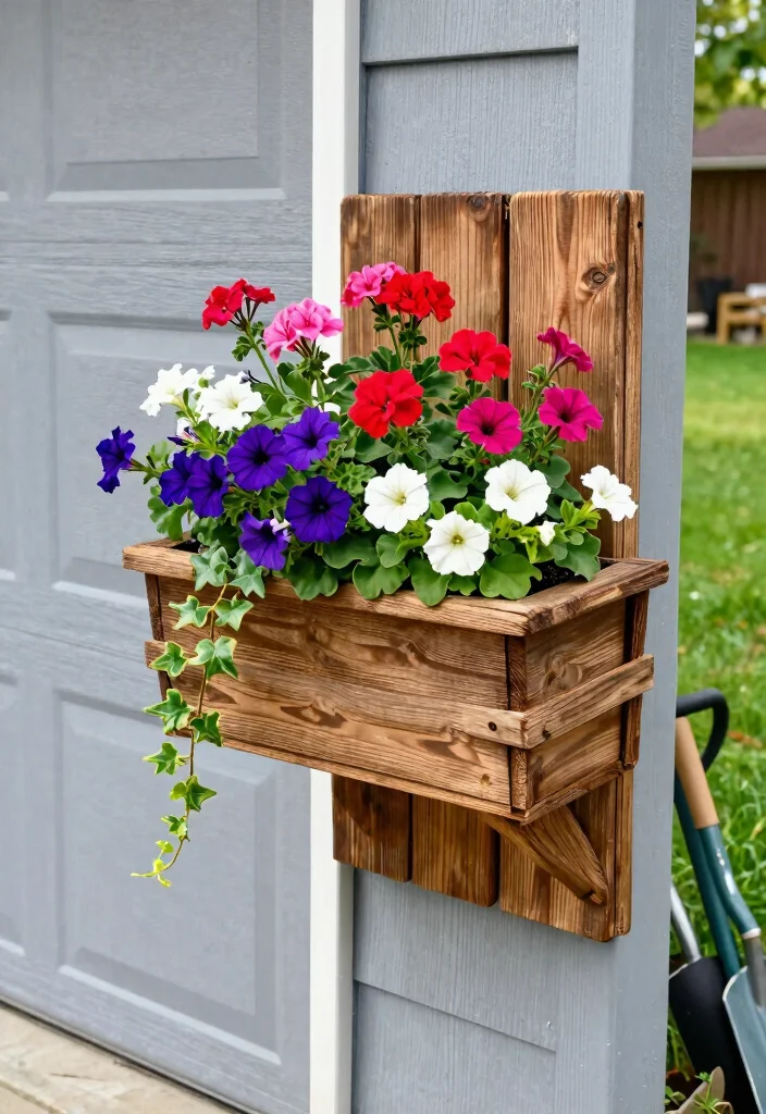 14 Garage Door Planter Ideas That Hide Cracks and Boost Curb Appeal - 1. Vertical Wooden Planters 1