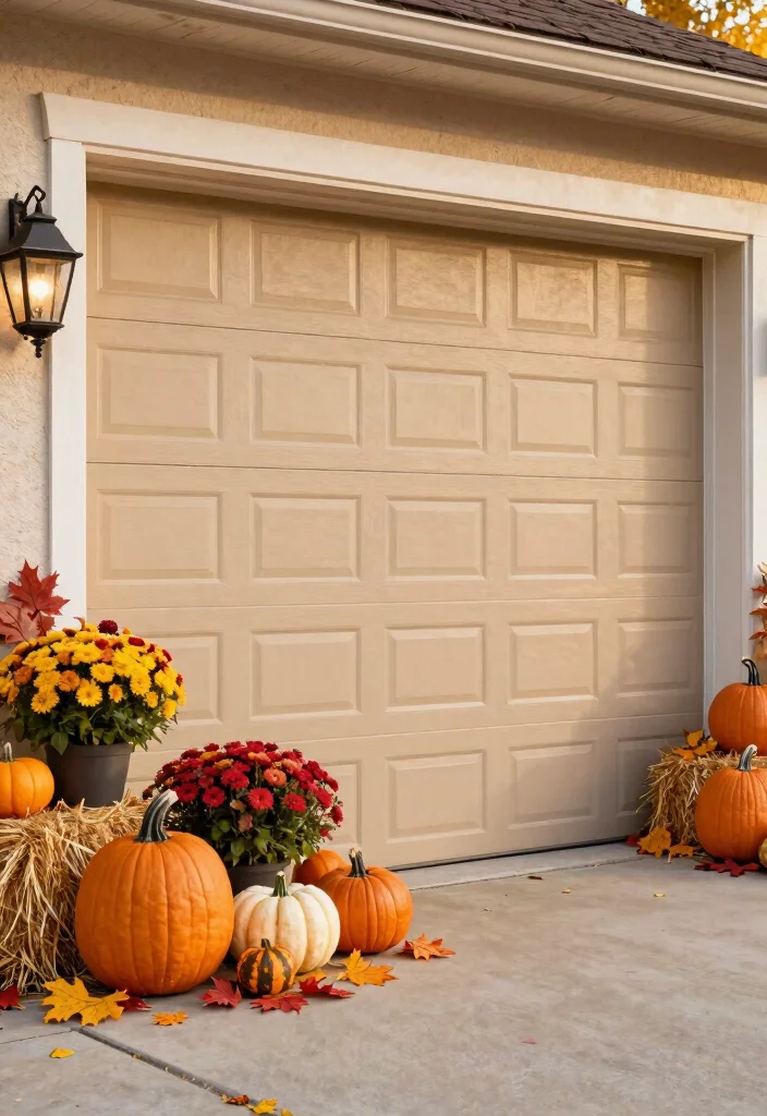 14 Garage Door Planter Ideas That Hide Cracks and Boost Curb Appeal - 14. Seasonal Displays 1