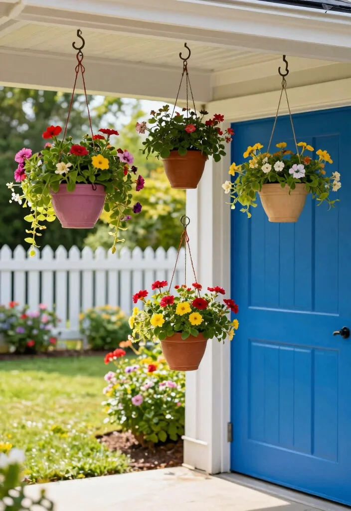 14 Garage Door Planter Ideas That Hide Cracks and Boost Curb Appeal - 2. Hanging Planters 1