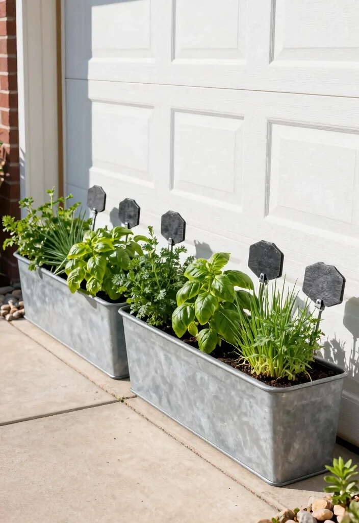 14 Garage Door Planter Ideas That Hide Cracks and Boost Curb Appeal - 8. Herb Planters 1
