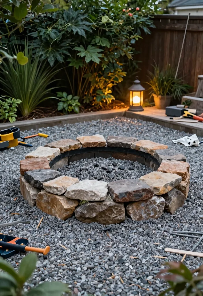 14 Gravel Fire Pit Ideas That Contain Sparks and Cleanup Easily - 13. DIY Gravel Fire Pit 1