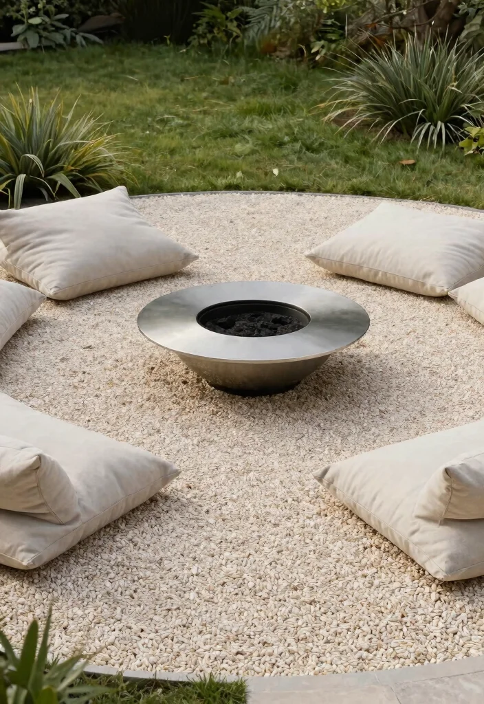 14 Gravel Fire Pit Ideas That Contain Sparks and Cleanup Easily - 4. Minimalist Gravel Fire Ring 1