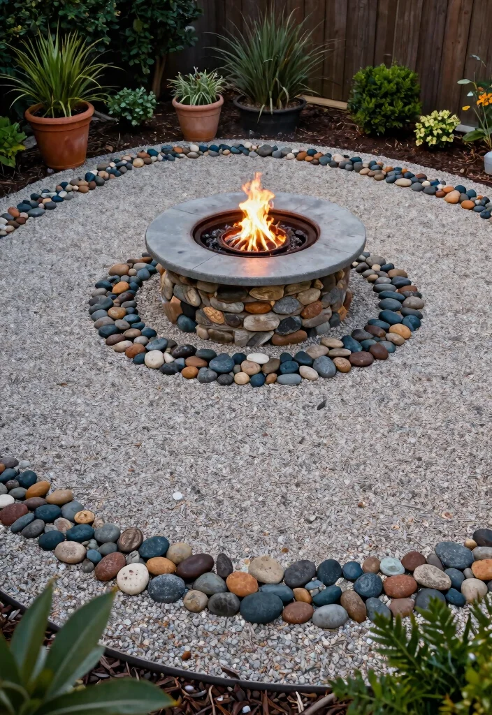 14 Gravel Fire Pit Ideas That Contain Sparks and Cleanup Easily - 5. Creative Gravel Edging 1