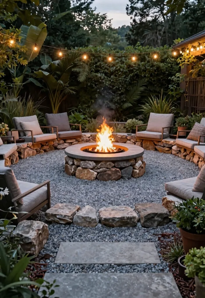 14 Gravel Fire Pit Ideas That Contain Sparks and Cleanup Easily - 9. Elevated Gravel Fire Pit 1