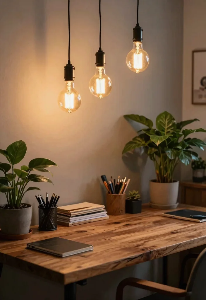 14 Office Ceiling Light Ideas That Don't Create Screen Glare - 9. Vintage-inspired Edison Bulbs 1
