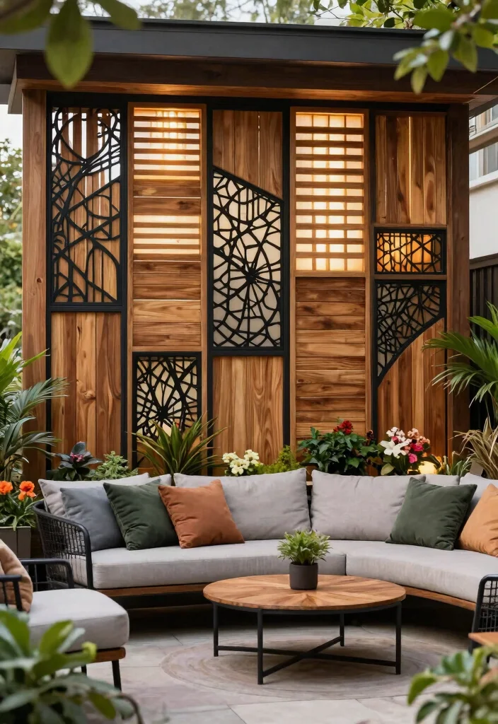14 Patio Fence Ideas for Privacy Without Blocking All Light - 10. Decorative Panels 1