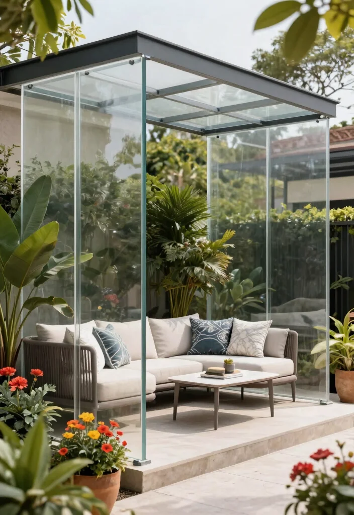 14 Patio Fence Ideas for Privacy Without Blocking All Light - 14. Clear Acrylic Panels 1