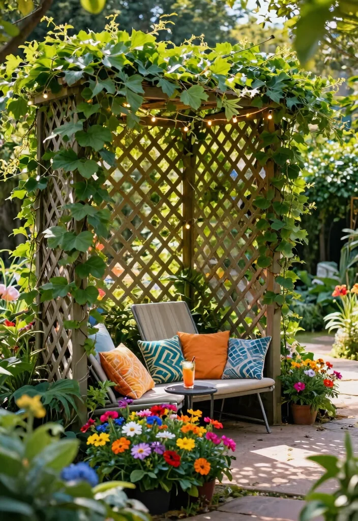 14 Patio Fence Ideas for Privacy Without Blocking All Light - 2. Lattice Screens with Vines 1