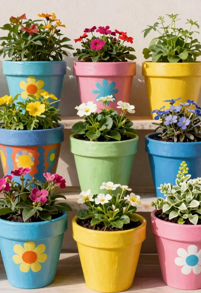 14 Planter Box Garden Ideas That Grow More in Small Yards - 11. Colorful Painted Planters 1