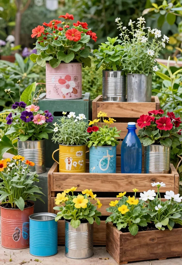 14 Planter Box Garden Ideas That Grow More in Small Yards - 8. Recycled Material Planters 1