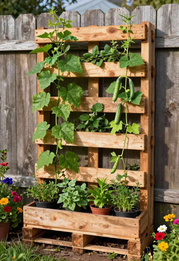 14 Trellis Ideas Front of House That Support Heavy Climbing Vines - 4. Vertical Pallet Garden Trellis 1