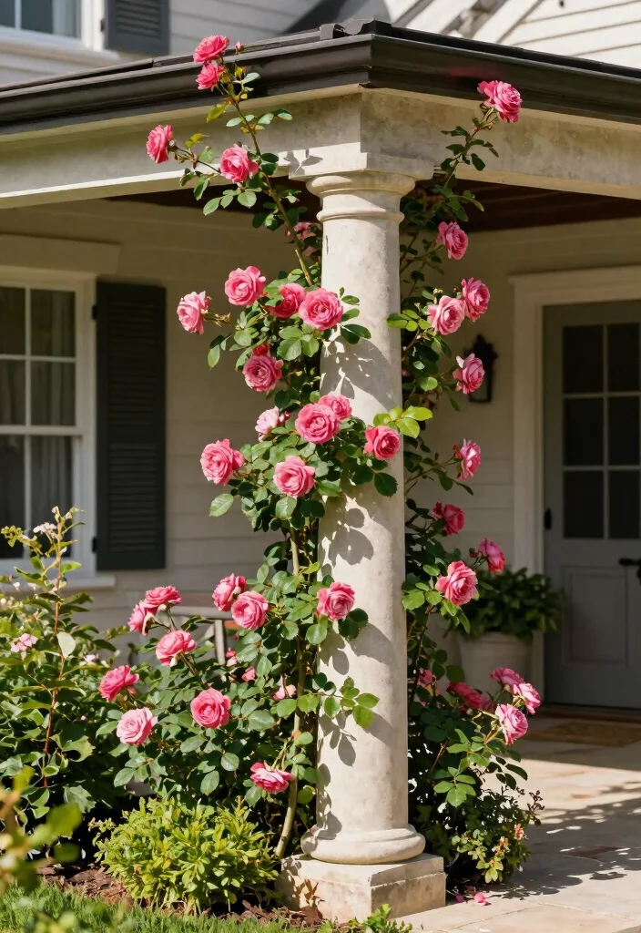 14 Trellis Ideas Front of House That Support Heavy Climbing Vines - 9. Column Trellis 1