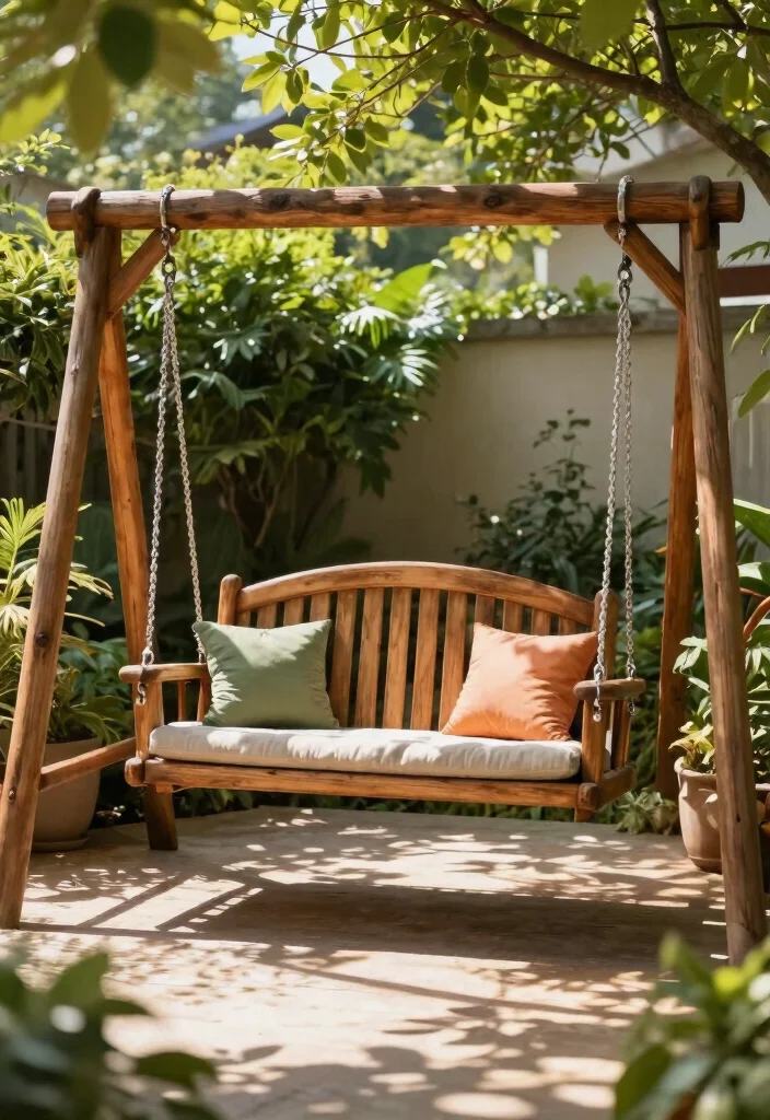 14 Wood Patio Furniture Concepts That Don't Warp or Crack - 10. Wooden Swing Chair 1