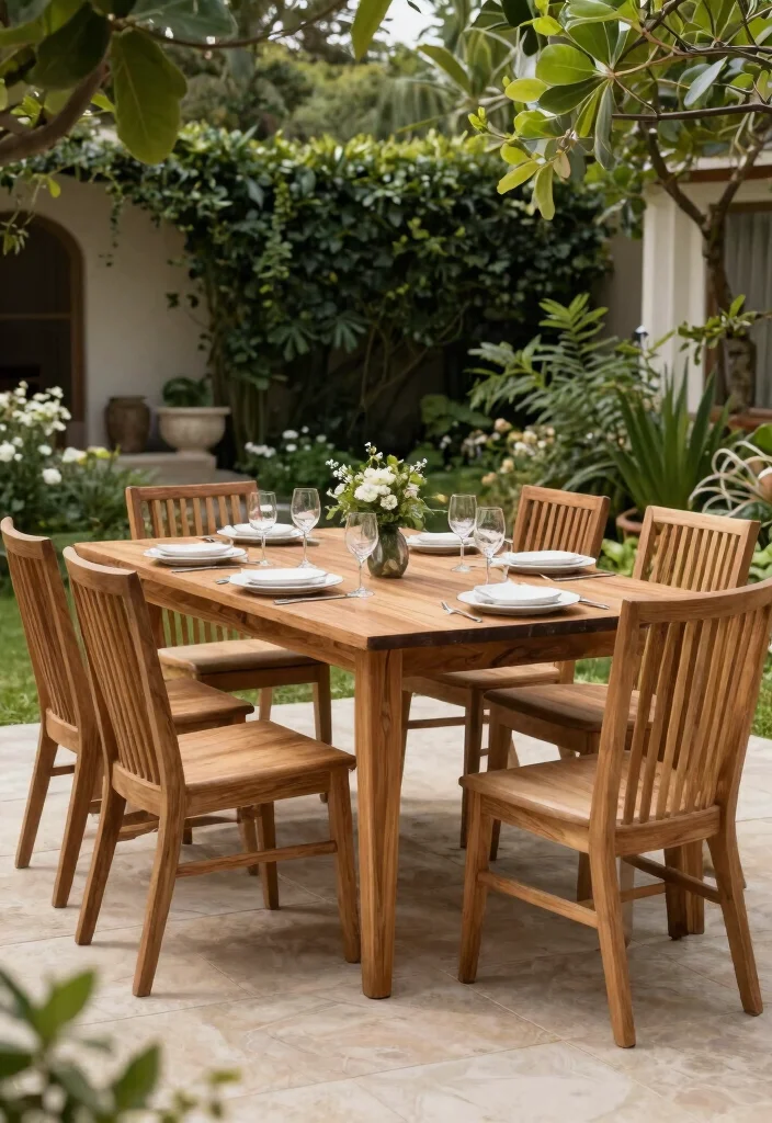 14 Wood Patio Furniture Concepts That Don't Warp or Crack - 12. Sleek Wooden Dining Set 1