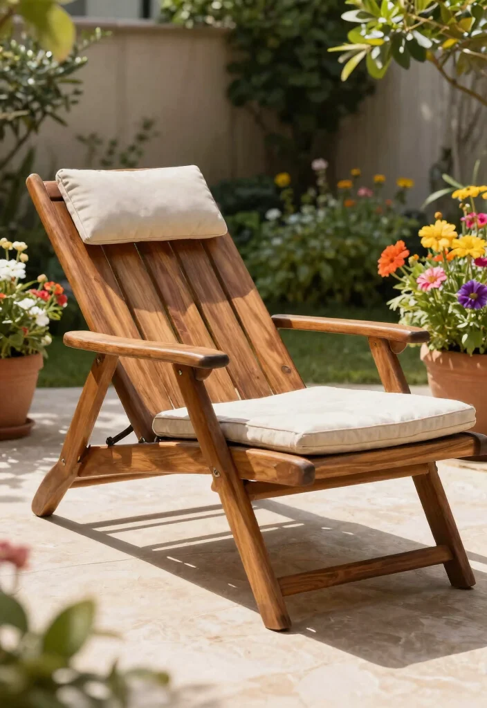 14 Wood Patio Furniture Concepts That Don't Warp or Crack - 3. Weather-Resistant Wooden Lounger 1