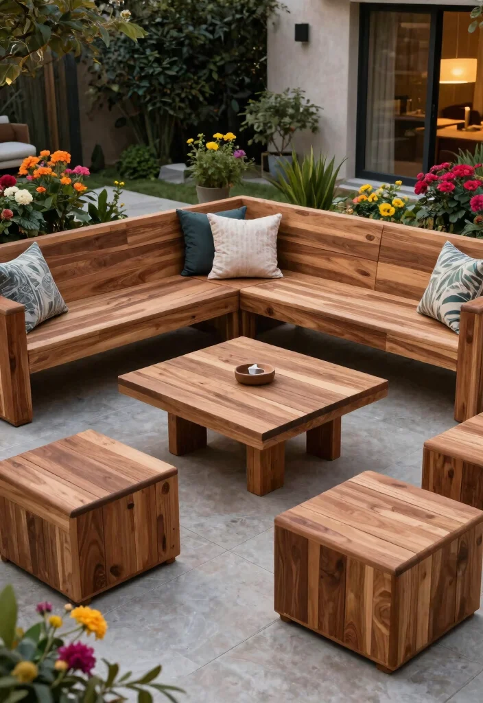 14 Wood Patio Furniture Concepts That Don't Warp or Crack - 7. Customizable Wooden Modular Furniture 1