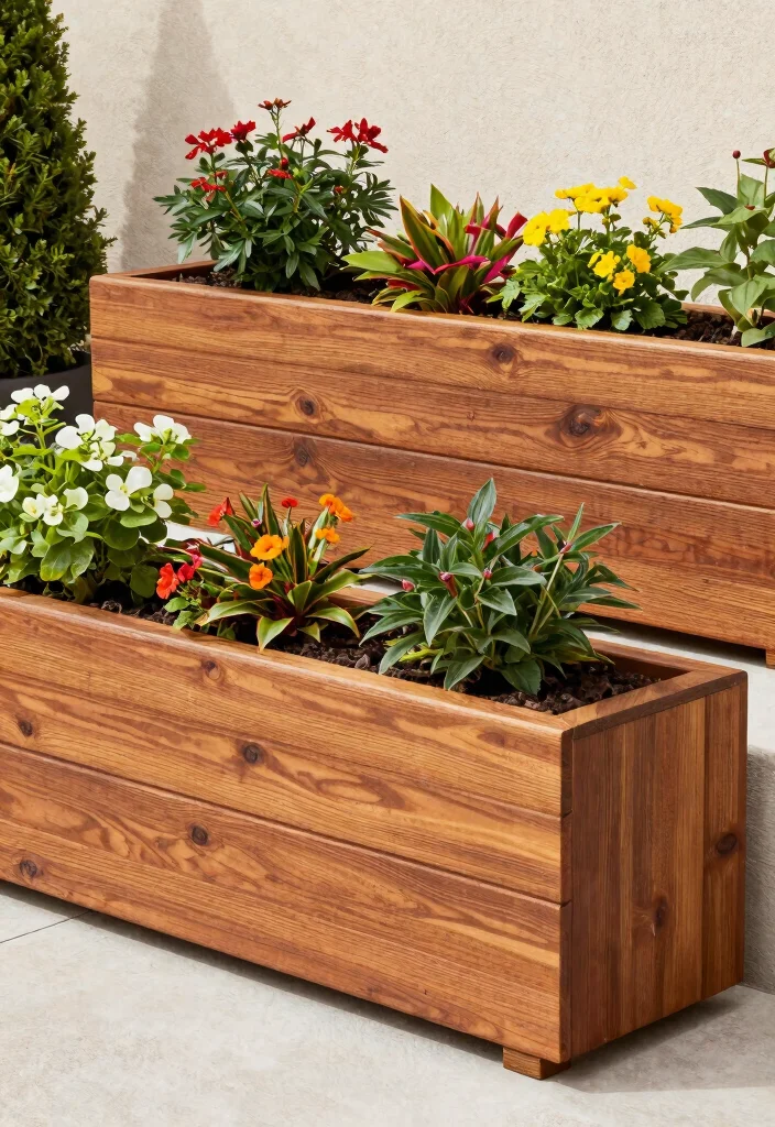 14 Wood Planter Box Ideas That Hide Ugly Foundation Walls - 11. Eco-Friendly Composite Wood Planters 1
