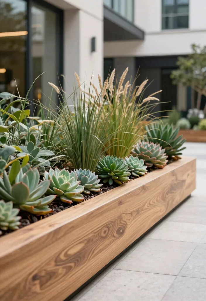 14 Wood Planter Box Ideas That Hide Ugly Foundation Walls - 2. Modern Minimalist Planter Boxes 1