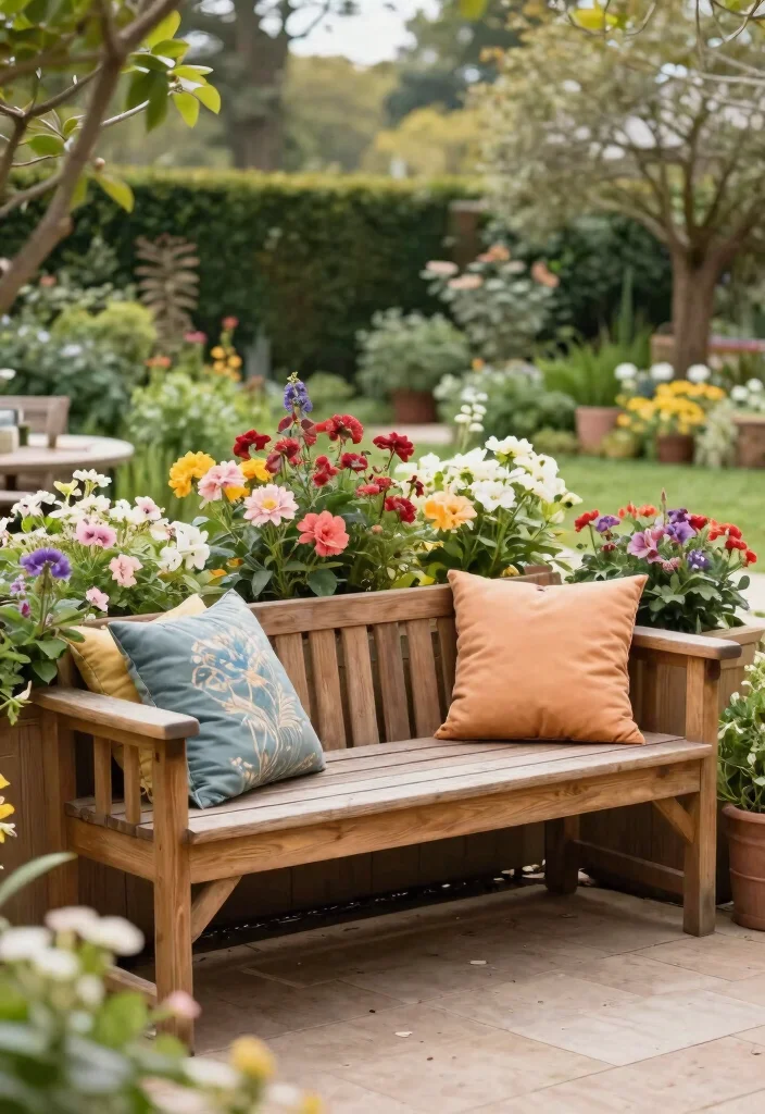 14 Wood Planter Box Ideas That Hide Ugly Foundation Walls - 5. Planter Benches for Dual Purpose 1