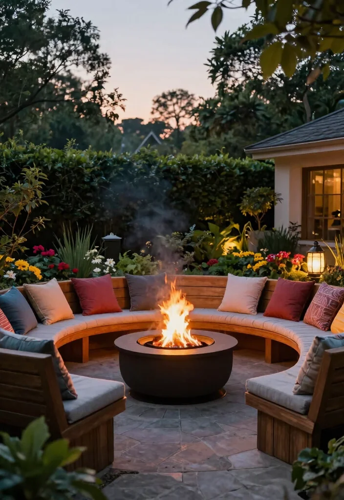 15 Backyard Corner Fire Pit Ideas That Make Dead Space Useful - 1. Cozy Nook with a Circular Fire Pit 1