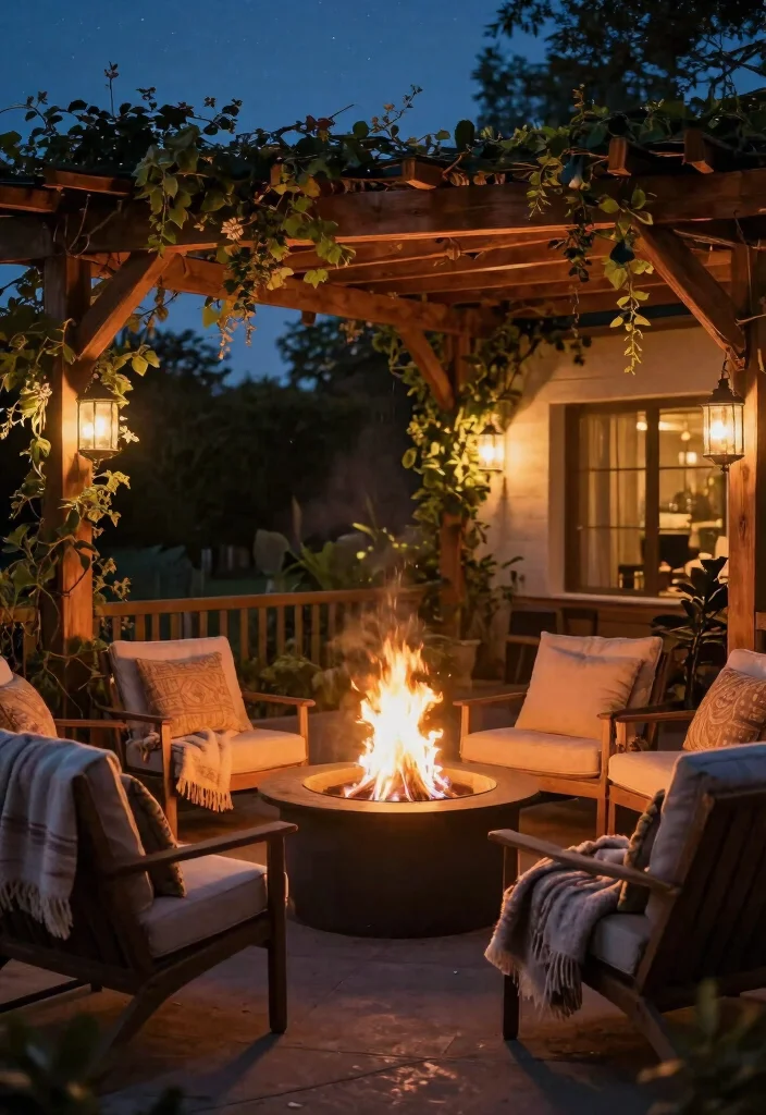 15 Backyard Corner Fire Pit Ideas That Make Dead Space Useful - 11. Fire Pit with a Pergola 1