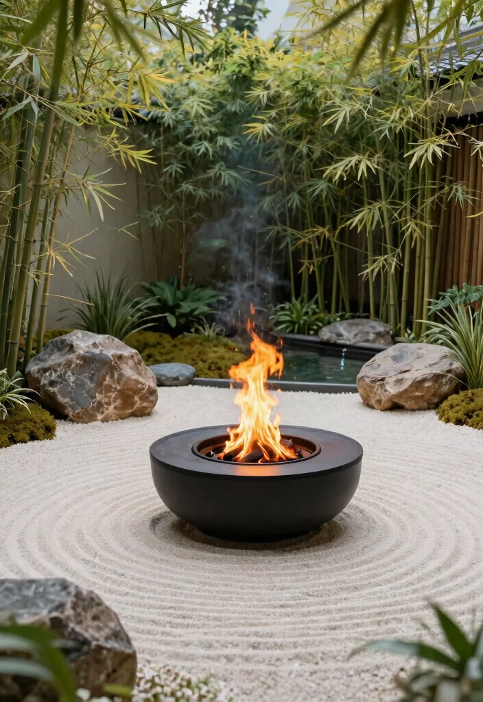 15 Backyard Corner Fire Pit Ideas That Make Dead Space Useful - 13. Fire Pit in a Zen Garden 1