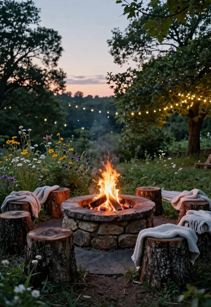 15 Backyard Corner Fire Pit Ideas That Make Dead Space Useful - 2. Rustic Stone Fire Pit with Natural Seating 1