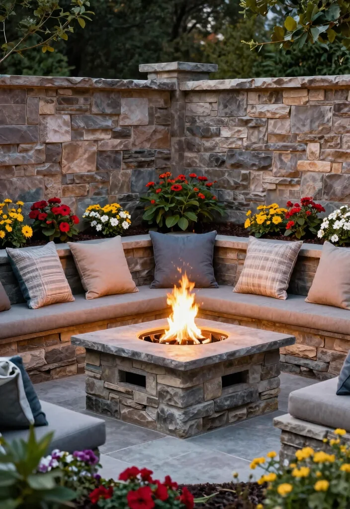 15 Backyard Corner Fire Pit Ideas That Make Dead Space Useful - 4. Fire Pit with Built-in Seating 1