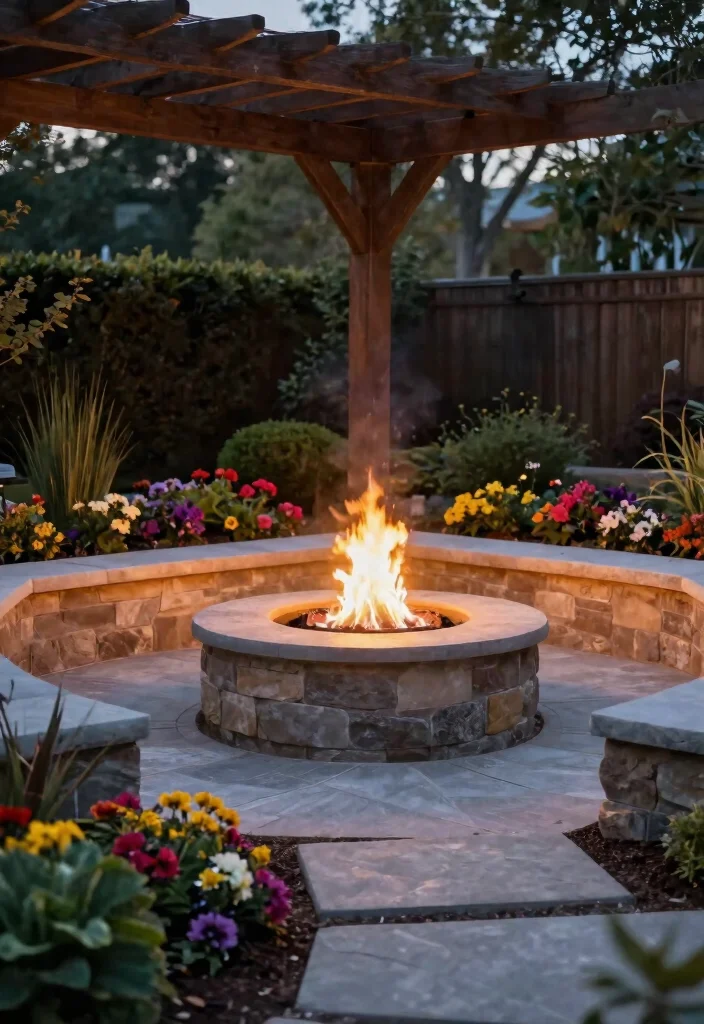 15 Backyard Corner Fire Pit Ideas That Make Dead Space Useful - 6. Fire Pit with Surrounding Landscaping 1