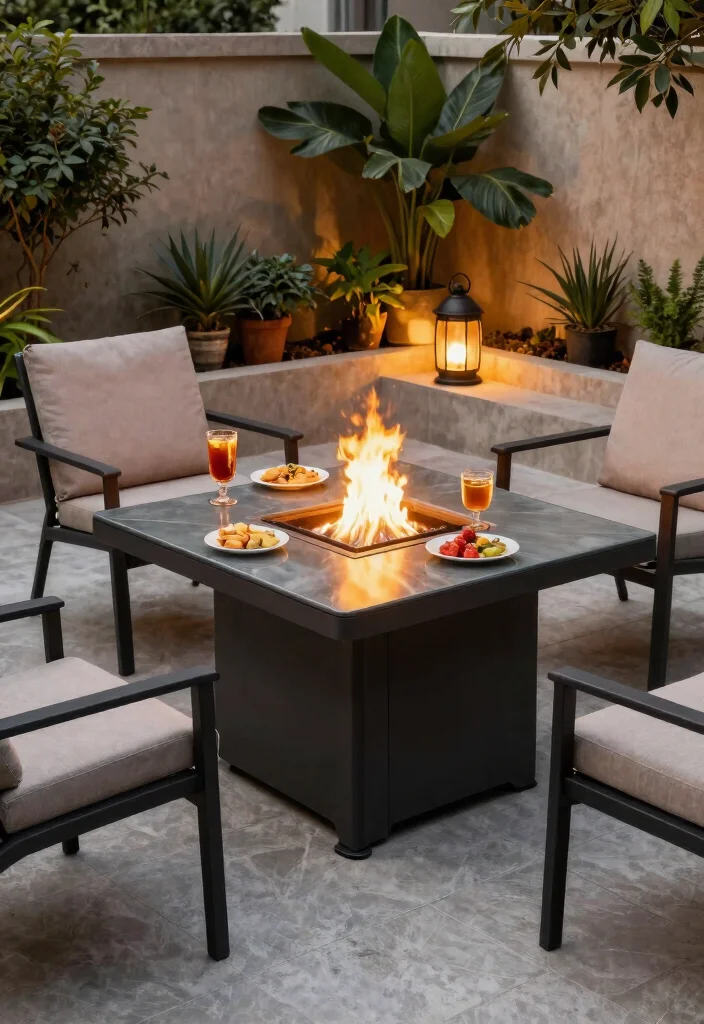 15 Backyard Corner Fire Pit Ideas That Make Dead Space Useful - 7. Multi-Functional Fire Pit Table 1