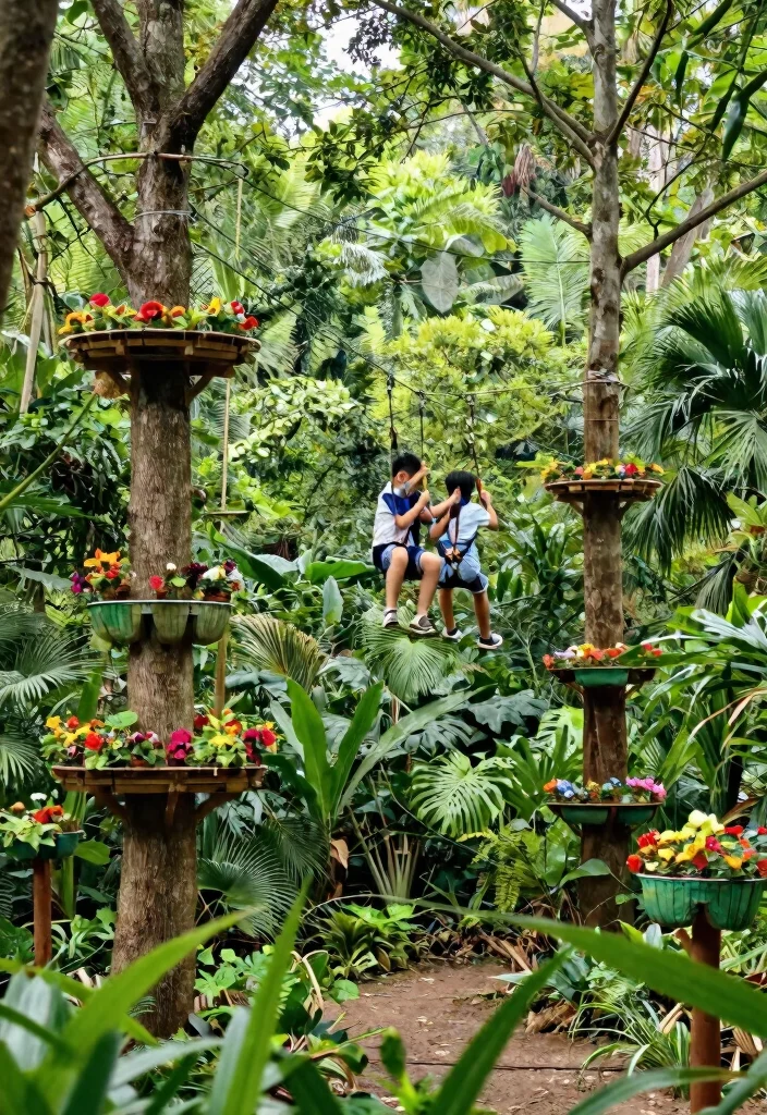 15 Backyard Jungle Gym Ideas That Grow With Kids and Fit Tight Yards - 4. Zip Line with Garden Anchors 1