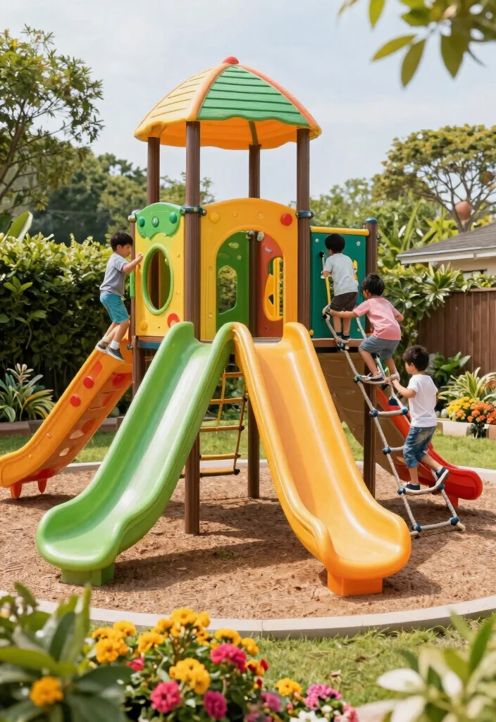 15 Backyard Jungle Gym Ideas That Grow With Kids and Fit Tight Yards - 6. Slide-Integrated Jungle Gym 1
