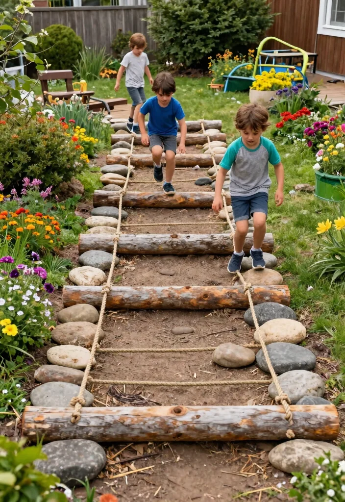 15 Backyard Jungle Gym Ideas That Grow With Kids and Fit Tight Yards - 8. Nature-Inspired Obstacle Course 1