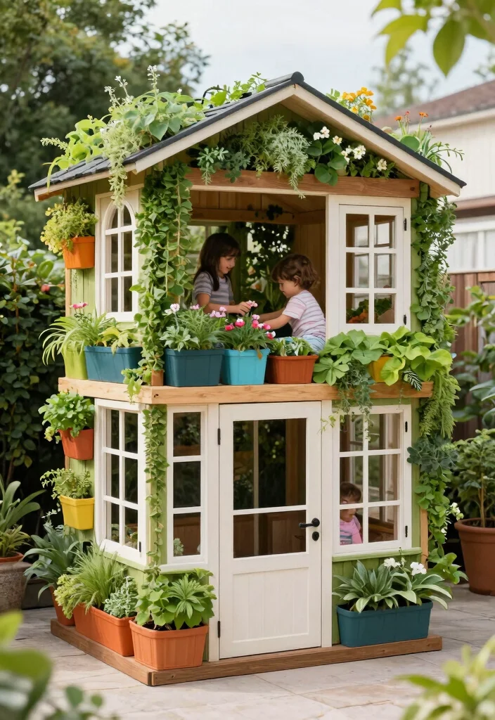 15 Backyard Jungle Gym Ideas That Grow With Kids and Fit Tight Yards - 9. Vertical Garden Playhouse 1