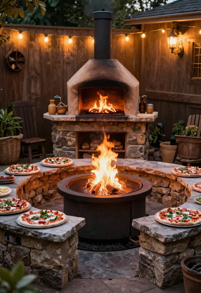 15 Budget-Friendly Backyard Pizza Oven Concepts - 1. The Cozy Fire Pit Pizza Oven 1