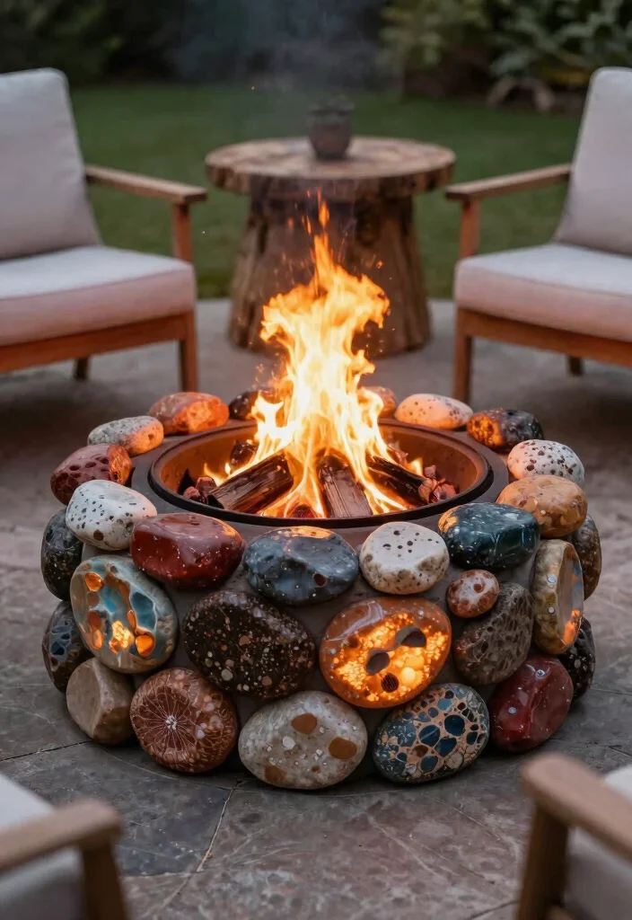15 Fire Pit Ideas That Don't Require Professional Installation - 12. Fire Pit with Decorative Rocks 1