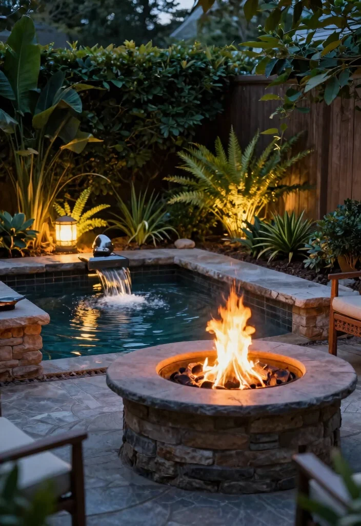 15 Fire Pit Ideas That Don't Require Professional Installation - 14. Fire Pit with a Water Feature 1