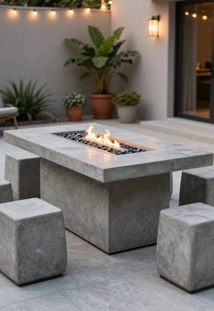 15 Fire Pit Ideas That Don't Require Professional Installation - 5. Concrete Fire Pit Table 1