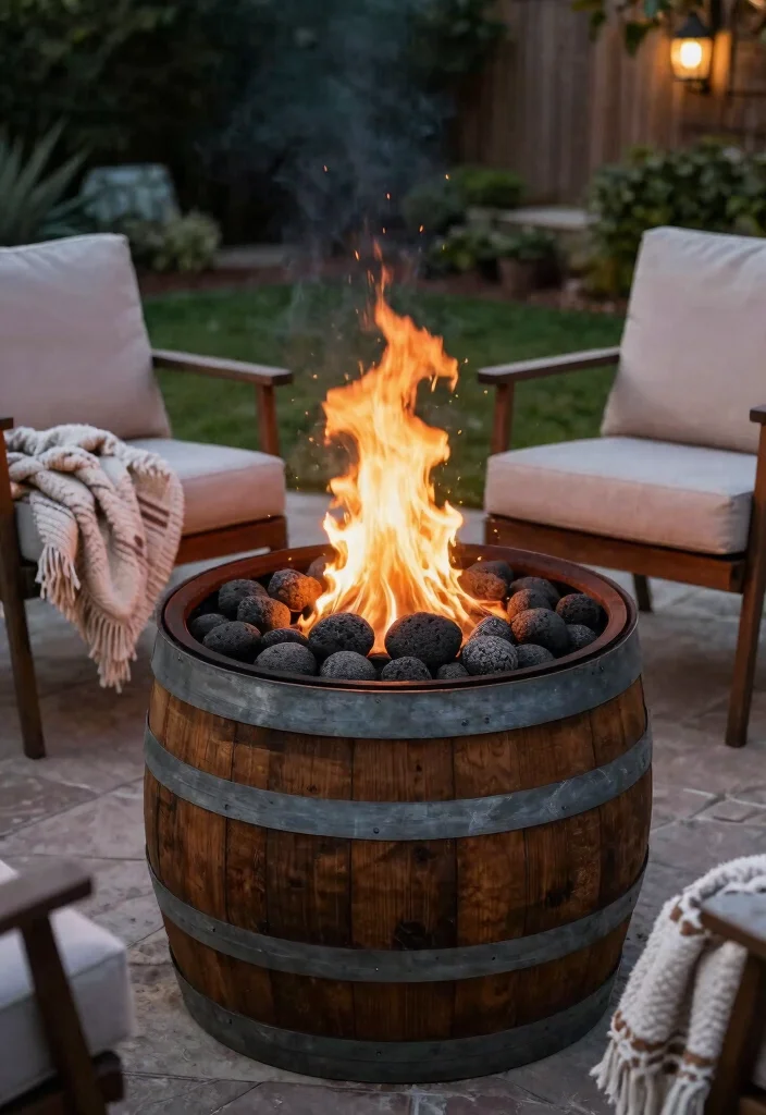 15 Fire Pit Ideas That Don't Require Professional Installation - 7. Wine Barrel Fire Pit 1