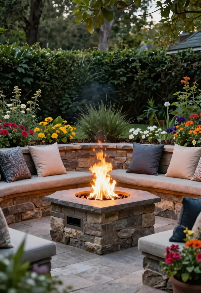 15 Fire Pit Ideas That Don't Require Professional Installation - 8. Fire Pit with Seating Wall 1