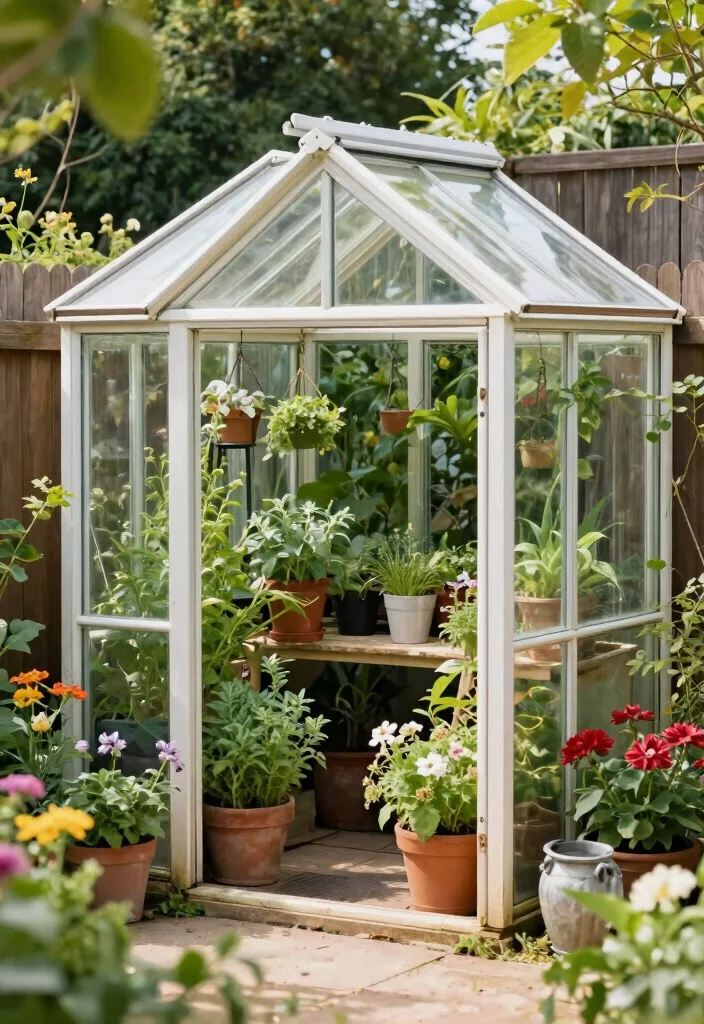 15 Garden Fence Decor Ideas That Hide Eyesores and Add Privacy - 14. A Cozy Greenhouse Corner 1