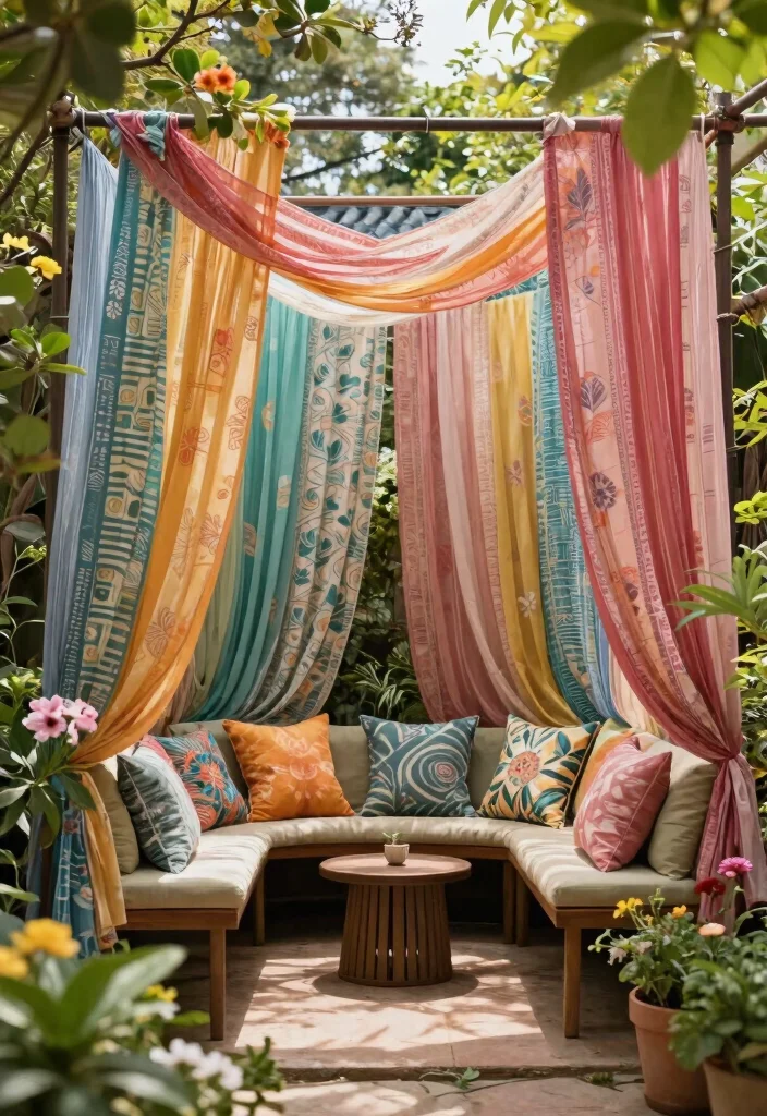 15 Garden Fence Decor Ideas That Hide Eyesores and Add Privacy - 8. Fabric Panels for Soft Privacy 1