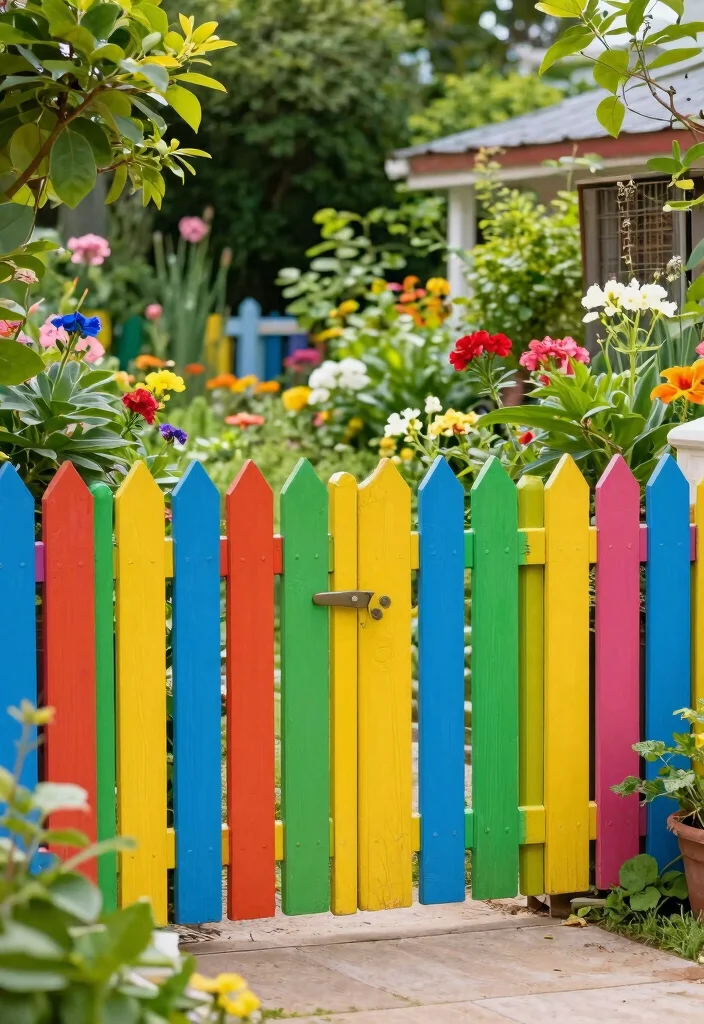 15 Garden Fence Decor Ideas That Hide Eyesores and Add Privacy - 9. Colorful Painted Fence 1