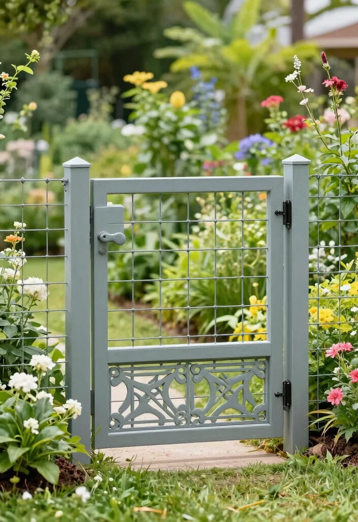 15 Hog Wire Fence Ideas That Keep Pets In Without Blocking Views - 11. Custom Gates 1