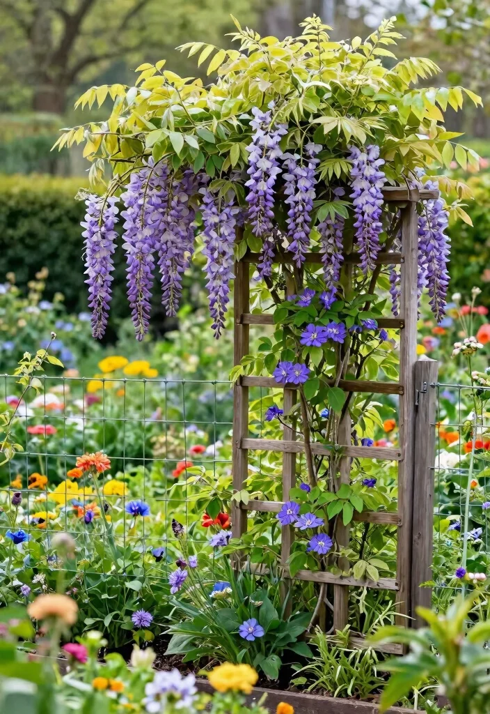 15 Hog Wire Fence Ideas That Keep Pets In Without Blocking Views - 3. Garden Trellis Integration 1